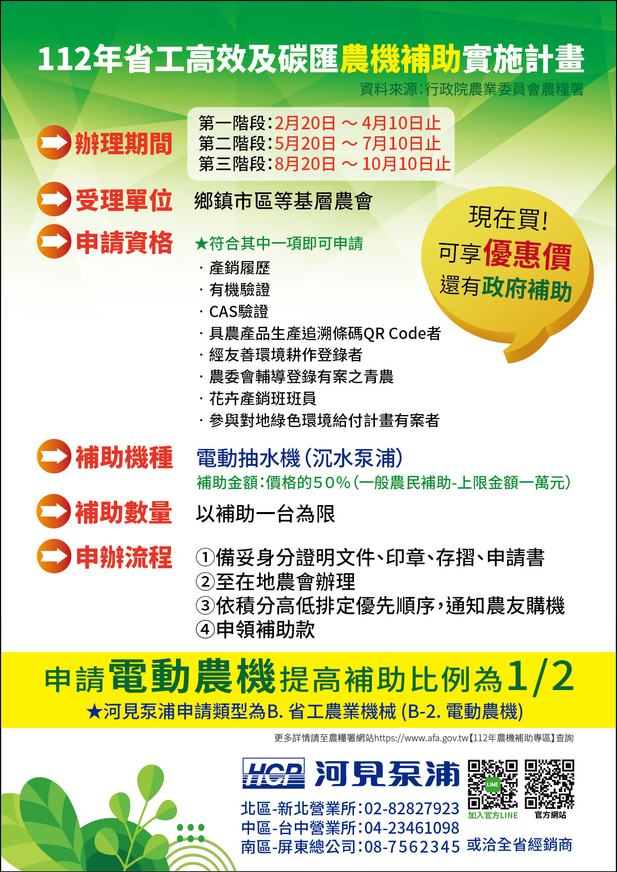 112年省工高效及碳匯農機補助實施計畫 第一階段 開始受理申辦囉!